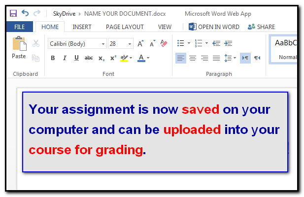 Your assignment is now saved