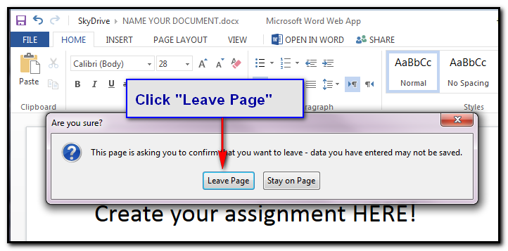 click leave page
