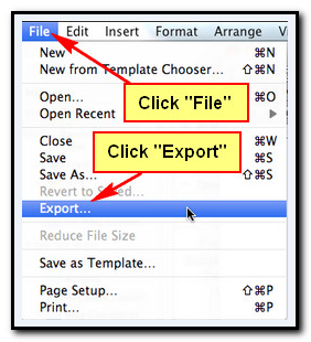 Click file then export