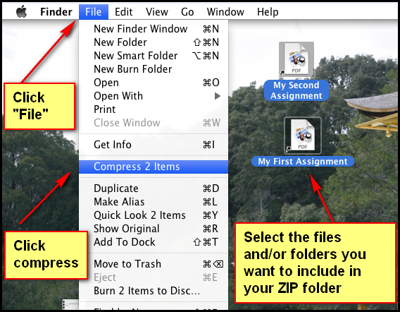 select files you want to zip, go to file and click compress