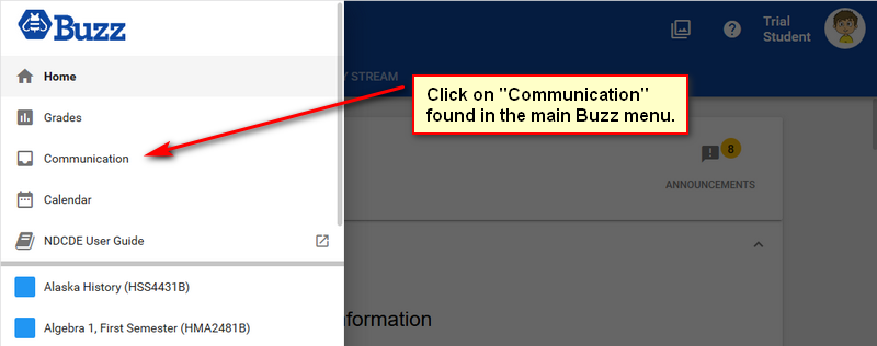 click on communication found in the main Buzz menu