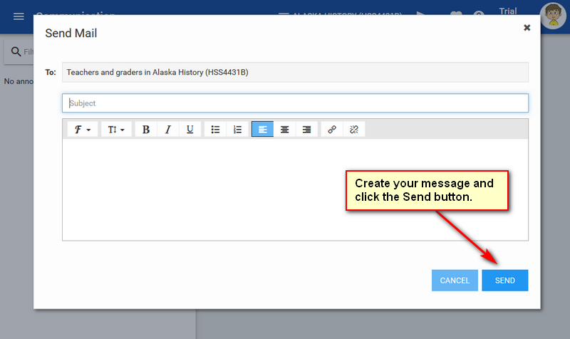 create your message and click the send button