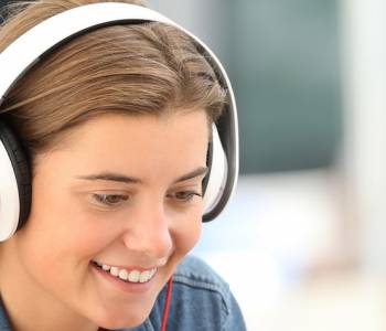 Student wearing headphones